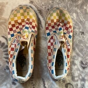 Vans Kids Colorful Checkered Slip-On Sneakers
